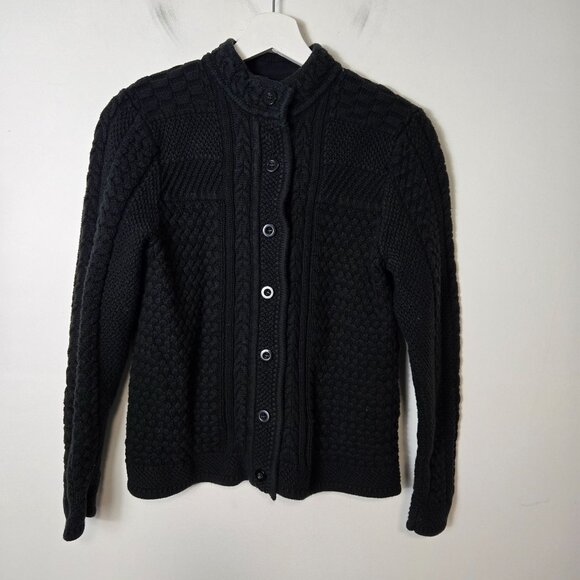 L.L. Bean Women's Size M Chunky Knit Thick Black Button Cardigan Sweater - Picture 1 of 9
